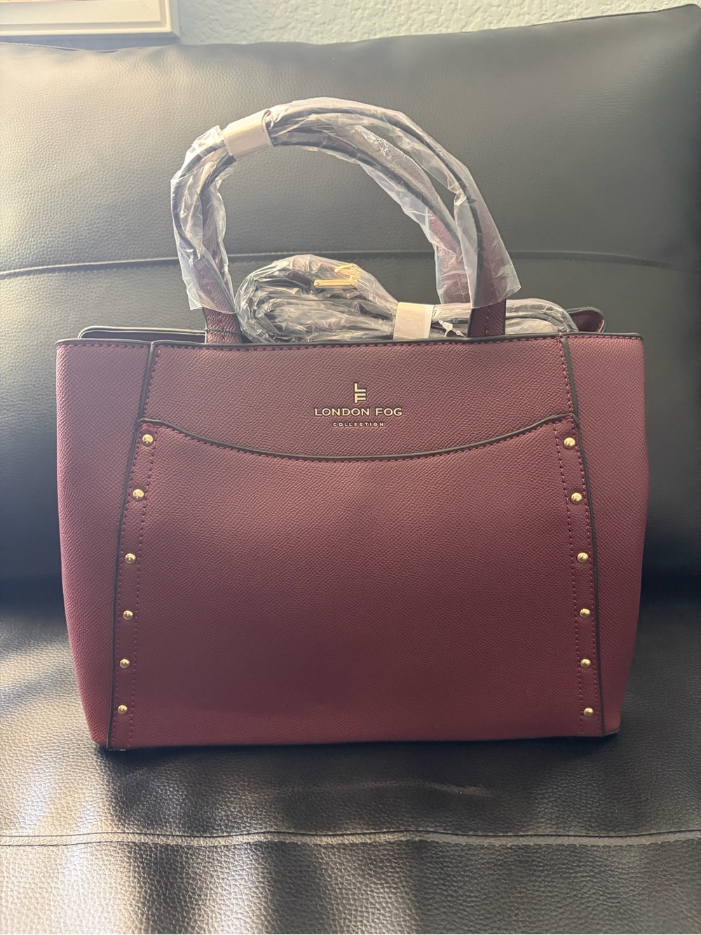London Fog Women's Plum Satchel Handbag